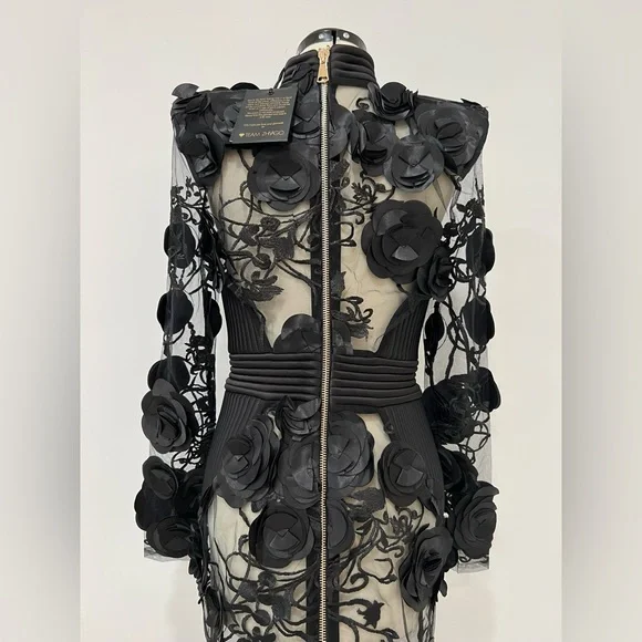 ZHIVAGO Battle Lines Floral-Embellished Vendetta Dress - Picture 6 of 10